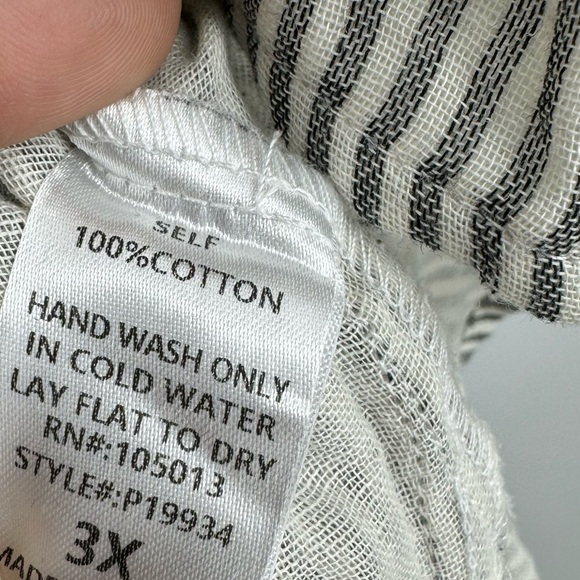 Savanna Jane Floral Embroidered Cotton Boxy Relaxed Striped Pullover Top Size 3X - Picture 7 of 8